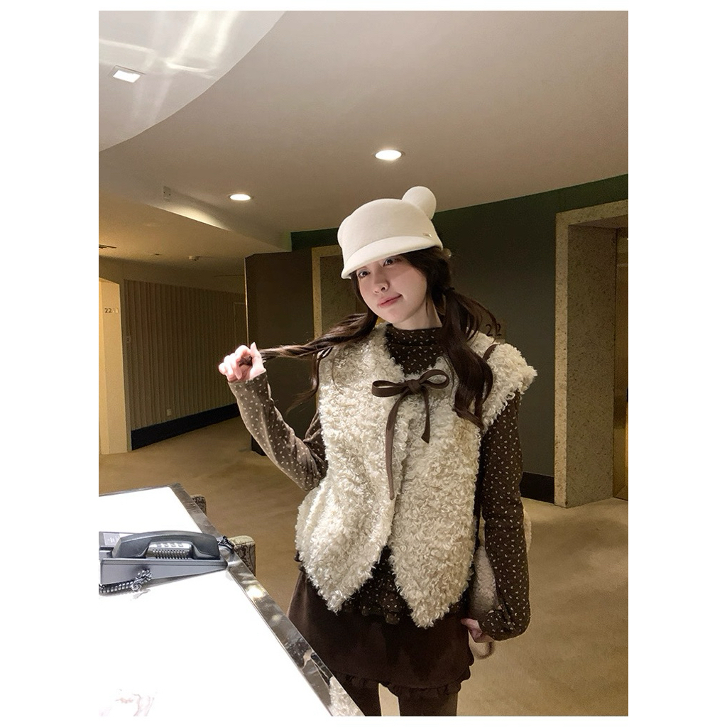 ( HÀNG LOẠI 1) Set Áo Gile Lông Cừu Thắt Nơ Mix Áo Thun Hoa Nhí Nâu Bèo Gấu Ulzzang siêu xinh | BigBuy360 - bigbuy360.vn