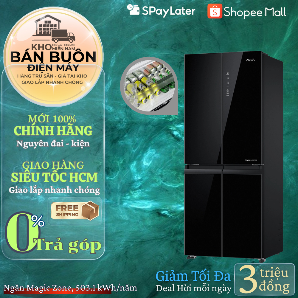 Tủ lạnh Aqua AQR-M466XA(GB) 410L – Inverter, DEO Fresh, mặt gương 4 cửa, bảng cảm ứng