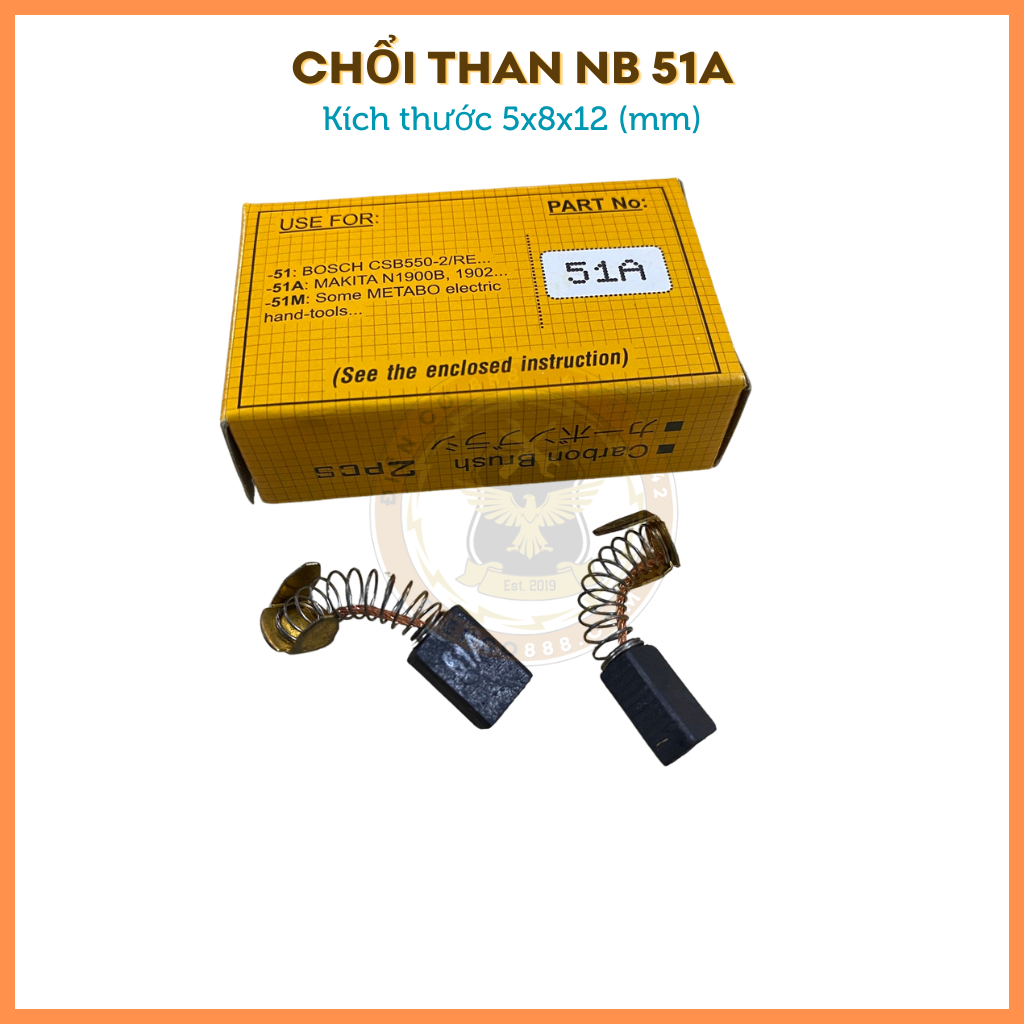 Chổi than 51A NB kích thước 5x8x12mm