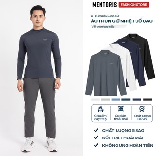  Áo Thun Nam dài tay Mentoris Cổ cao giữ nhiệt tốt co dãn tốt thiết kế basic dễ phối đồ MDT03 