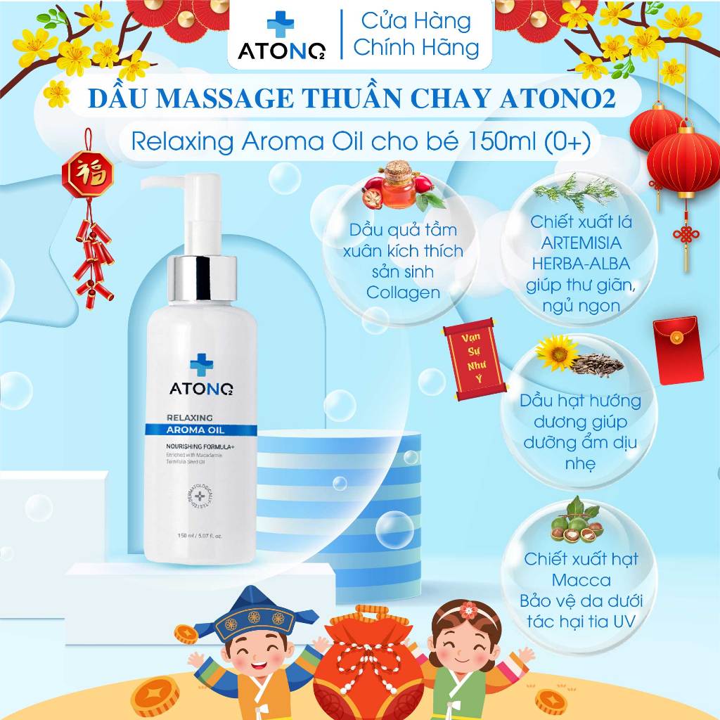 Dầu massage thuần chay cho bé sơ sinh Atono2