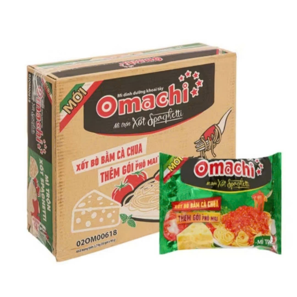 Thùng 30gói mì trộn Omachi,trộn xốt spaghetti