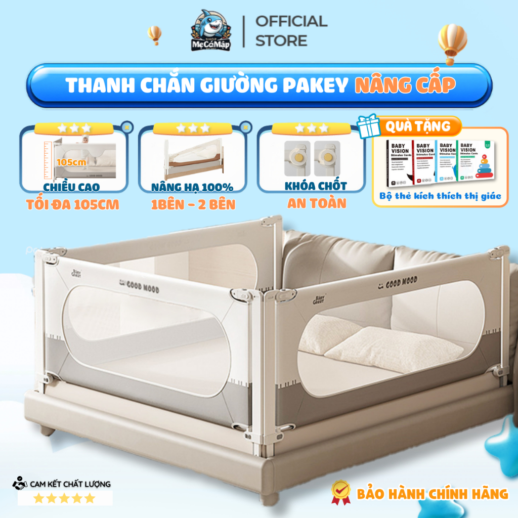 Thanh Chắn Giường PAKEY Chính Hãng, Chặn giường An Toàn Cho Bé Nâng Hạ Tiện Lợi - SB2