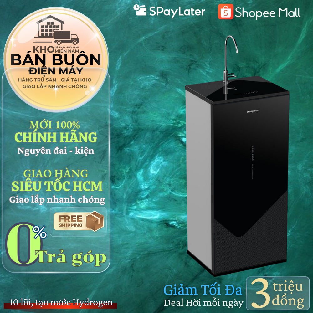 Máy lọc nước Kangaroo KGHP10V4 Hydrogen Infinity – 10 lõi lọc, thiết kế kính tràn viền