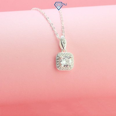 Dây chuyền bạc nữ mặt vuông đính đá đẹp DCN0767 - Trang Sức TNJ