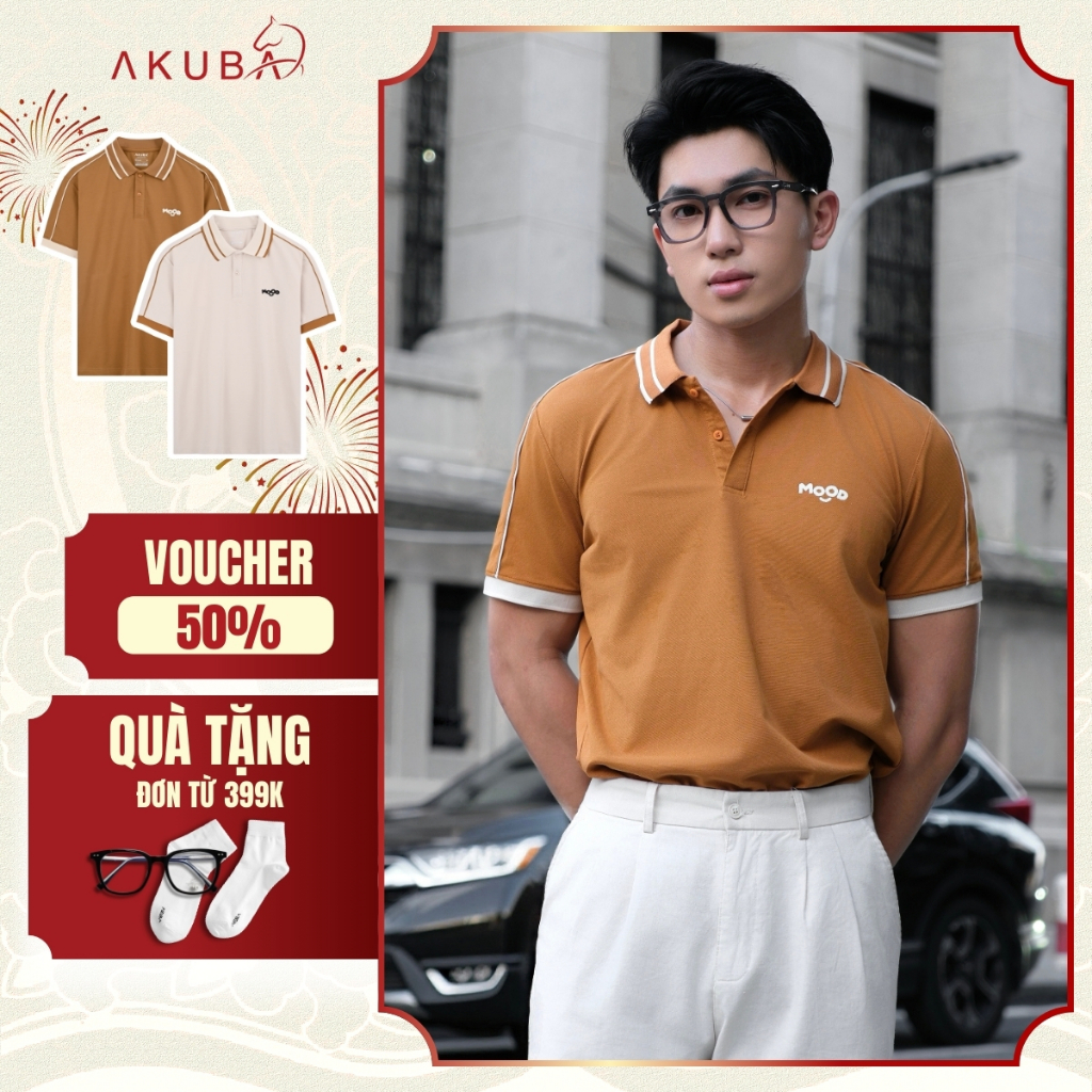 Áo Polo Nam AKUBA Form Regular, Vải Cá Sấu Kép dày dặn, đứng form | EC01JP1263