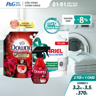  Combo 3 Nước Giặt ARIEL Downy Nắng Sớm 3.2KG Nước Xả Vải DOWNY Đam Mê 3.5L & Xịt Vải DOWNY Đam Mê 370ml 