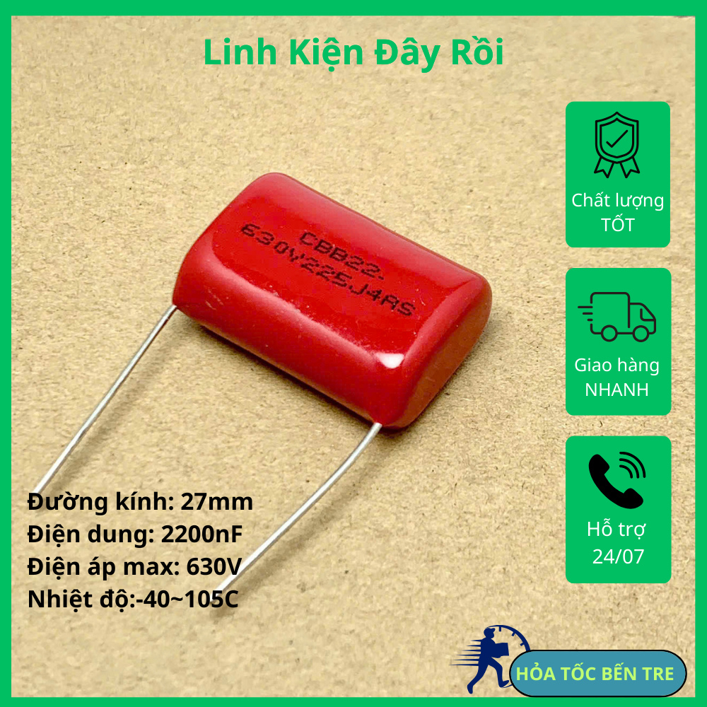 10 cái Tụ kẹo CBB22 630V 10nF 22nF 47nF 68nF 100nF 150nF 220nF 330nF 470nF 680nF 1000nF 2200nF  ±5%