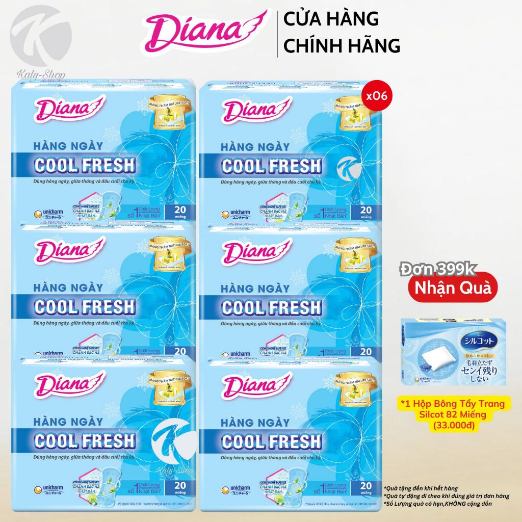 Combo 6 Gói Diana HN Sensi Cool Fresh ( 20 Miếng)