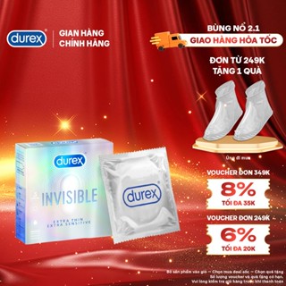 Bao cao su Durex Invisible siêu mỏng size 52mm hộp 3 bao 