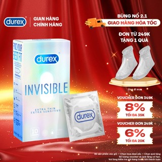  Bao cao su Durex Invisible siêu mỏng size 52mm hộp 10 bao 