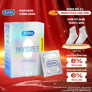  Bao Cao Su Durex Invisible Siêu Mỏng Size 52 mm Hộp 16 Bao Mới Ra Mắt - Hộp Lớn Siêu Tiết Kiệm 