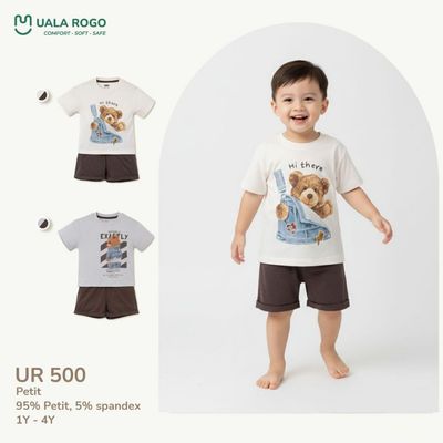 Đồ bộ cộc tay Ualarogo cho bé 1-4 tuổi vải Petit mềm mịn co giãn thoáng khí UR 500