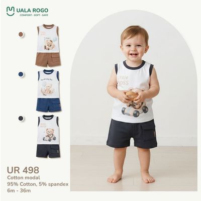 Đồ bộ ba lỗ cho bé Ualarogo 6 tháng - 3 tuổi vải Cotton Modal mềm mại co giãn thấm hút UR 498