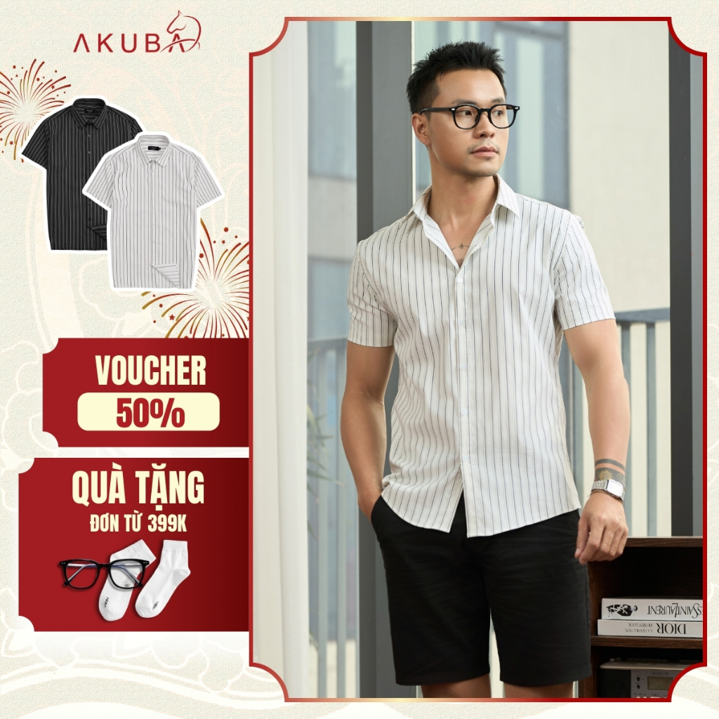 Áo Sơ Mi Nam Vải Cotton AKUBA Tay Ngắn Năng Động Dáng Slimfit | 02AP1170