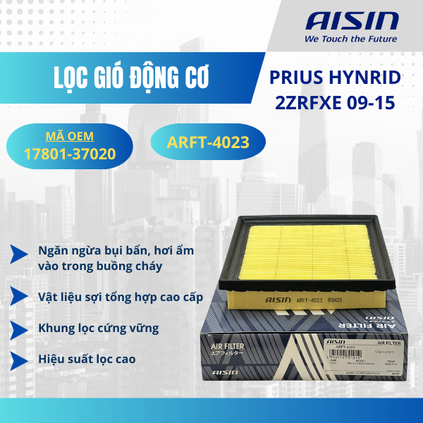 Lọc Gió Động Cơ AISIN ARFT-4023 – Toyota Prius Hybrid 2ZR-FXE (2009–2015) – OEM 17801-37020