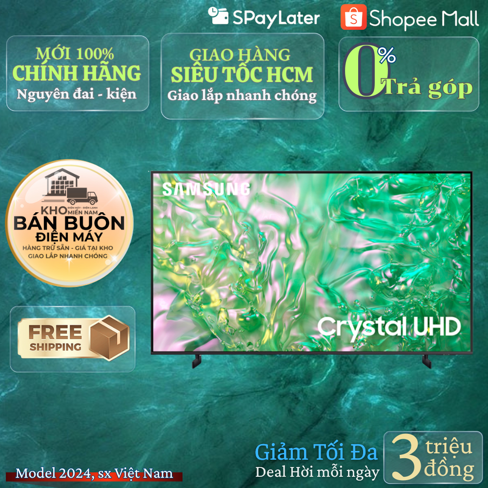 65DU8000 Smart Tivi Samsung 65 inch 4K Crystal UHD, Âm Thanh Vòm, viền mỏng, dáng mỏng 65DU8000