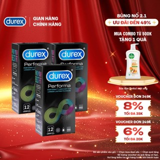  Bộ 3 hộp Durex Performa kéo dài thời gian size 52mm hộp 12 bao 