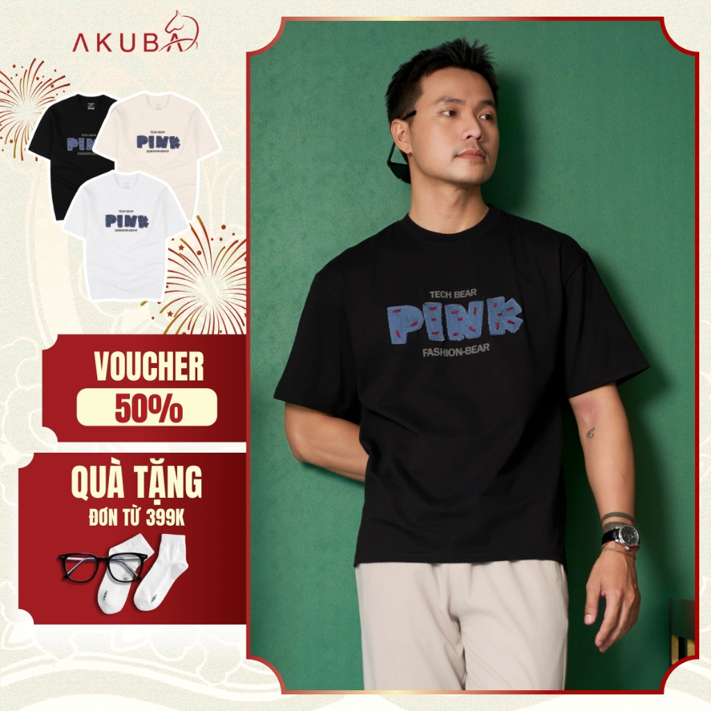 Áo Thun Nam AKUBA Tay Ngắn Form Oversize In Chữ, Chất Cotton Mềm Mịn, Co Giãn | 01JP1236