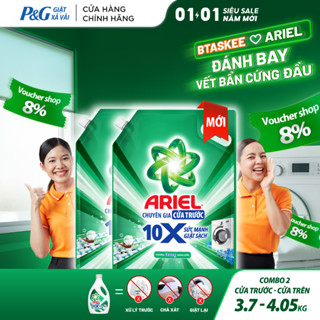  Combo 2 Nước Giặt Gel ARIEL 10X Sức Mạnh Giặt Sạch Chuyên Gia Hương Downy Nắng Sớm Cửa Trước Túi 3.7KG  Cửa Trên 4.05KG 