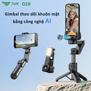  TNW Q19 Gimbal chống rung điện thoại,Gimbal điện thoại theo dõi chuyển động Q19 chân quay xoay 360 độ có dèn led 