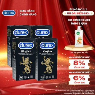  Bộ 4 hôp bao cao su Durex Kingtex ôm sát bôi trơn  size 49mm 12 bao hộp  
