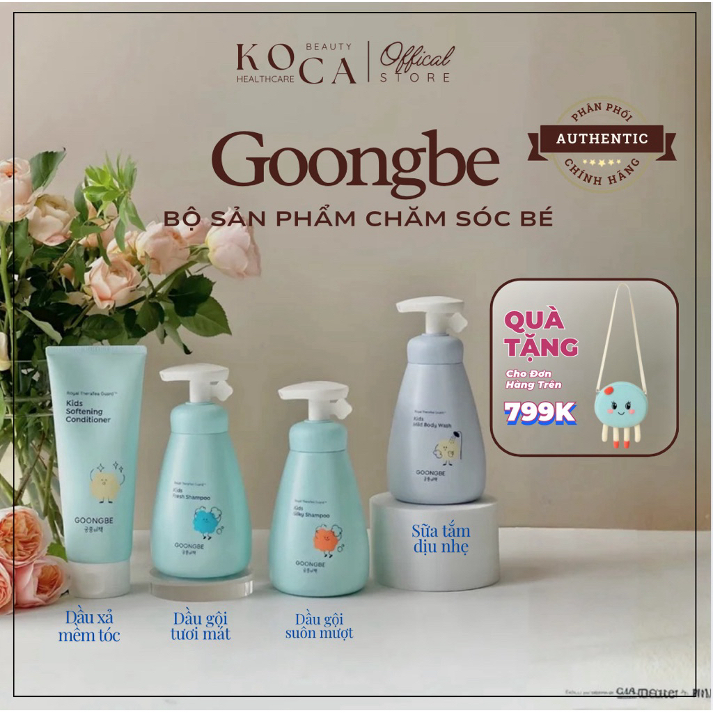 Bộ Sữa Tắm Dầu Gội Và Xả Kids Fresh Shampoo  Goongbe - Dịu Nhẹ, Không Cay Mắt, An Toàn Cho Bé, Tặng 