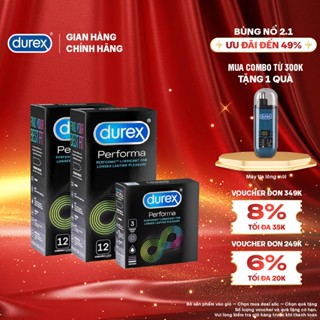  Bộ bao cao su Durex Performa kéo dài thời gian size 52mm 2 hộp 12 bao và 1 hộp 3 bao 