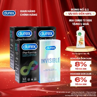  Bộ 3 Durex Performa kéo dài thời gian  52mm 12bao  + 1 Durex Invisible siêu mỏng  52mm hộp 10 bao  