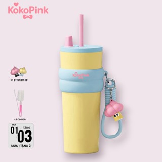 Bình Giữ Nhiệt KokoPink Cao Cấp – Kiểu Dáng Thời Trang, Có Ống Hút, Phù Hợp Cho Bé & Người Lớn, Tặng Kèm Dụng Cụ Vệ Sinh