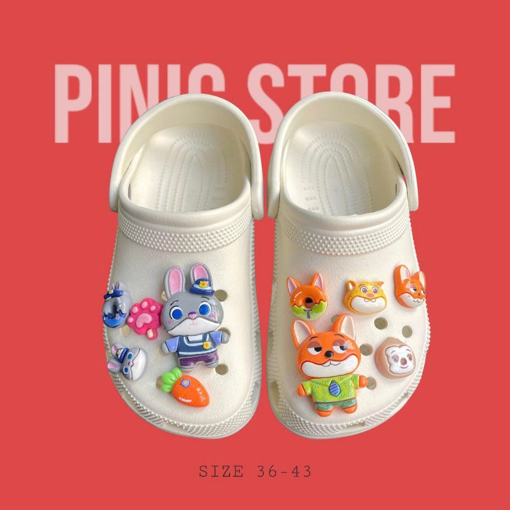 [ TẶNG CHARM NHƯ ẢNH ] Dép Cáo Thỏ Quai Hậu Gắn Charm Dễ Thương Thời Trang Chống Nước Hỗ Trợ Đổi Size- Pinic store