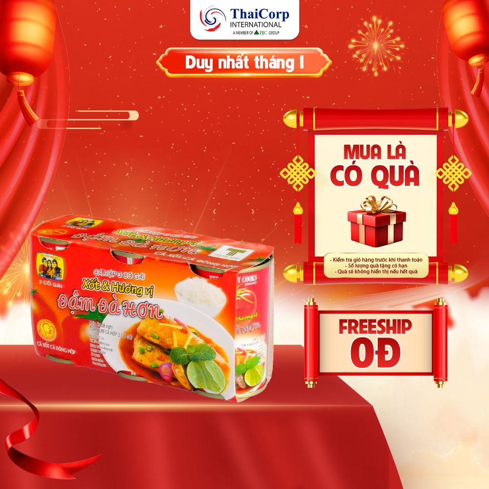 Lốc 3 Hộp Cá Hộp Sốt Cà 3 Cô Gái  (155g/Hộp)