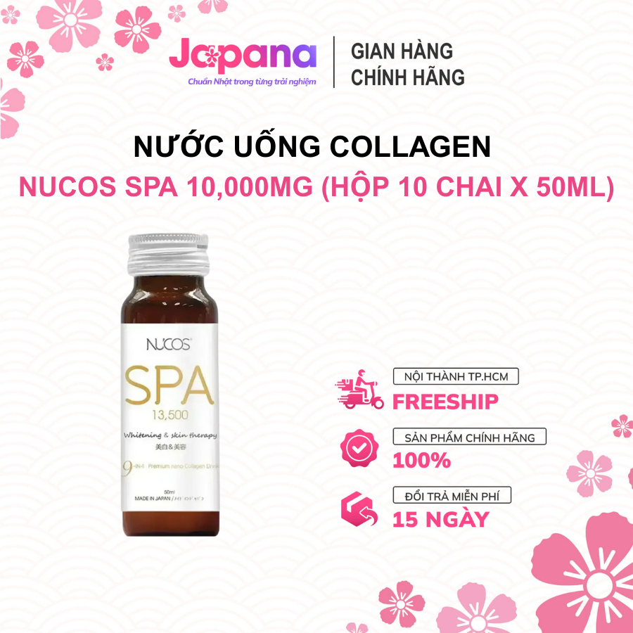 Collagen Nucos Spa 10,000mg (Hộp 10 Chai x 50ml) – Cải Thiện Độ Đàn Hồi, Làm Sáng Da, Chống Lão Hóa