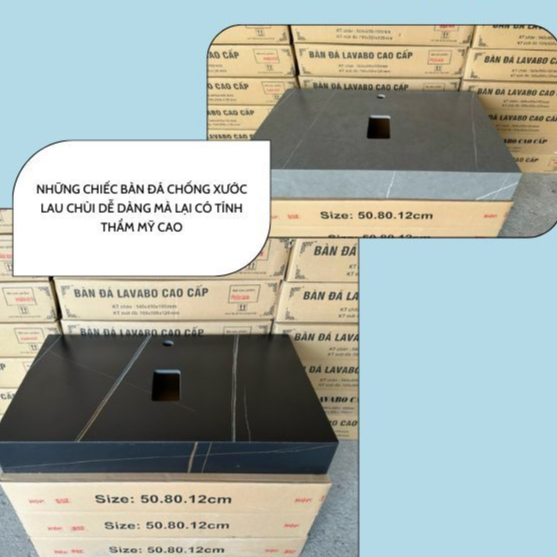 Bàn đá hộp mòi chống xước - Bàn Đá Chống Trầy Hộp Đặt Lavabo dương bàn - Bàn đá 1 tầng chậu rửa lava