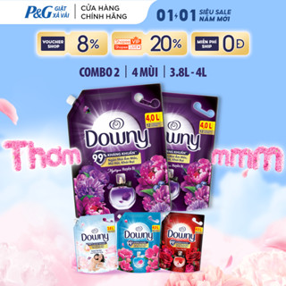  Combo 2 Nước Xả Vải DOWNY Hương Nước Hoa Cao Cấp  Chống Khuẩn Hương Đam Mê  Huyền Bí  Nắng Mai Túi 4L 