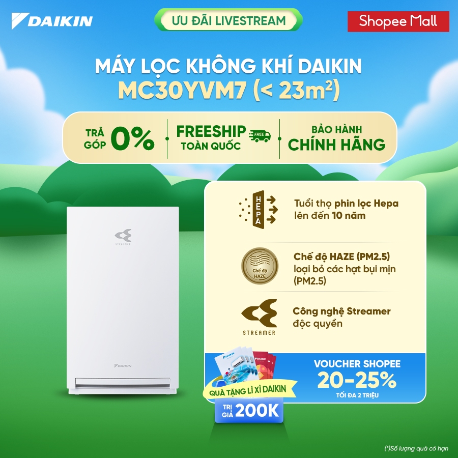 [LIVESTREAM] Máy lọc không khí Daikin MC30YVM7 - Diện tích sử dụng 23m2