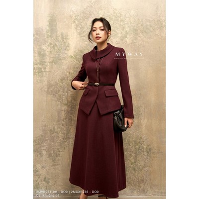 Set Vest Chân Váy Nữ Thời Trang MY WAY Đẹp Sang Trọng Cổ Tròn Đính Hoa Cao Cấp 2MVB02110H 2MCXB236
