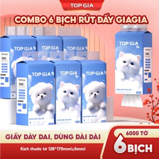  Khăn giấy rút treo tường Giagia TopGia 1000 tờ 4 lớp mềm mịn dày dặn an toàn cho da 