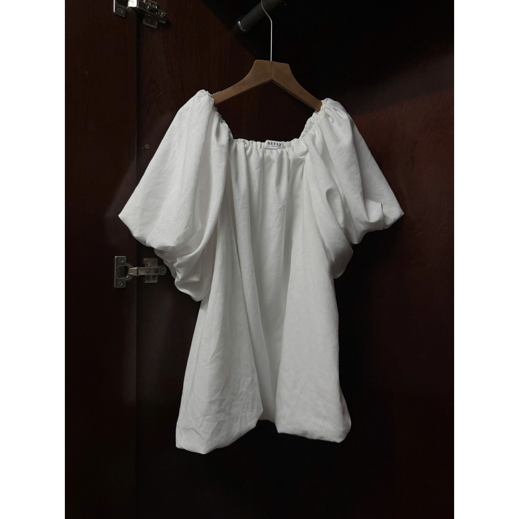 𝗟𝗲𝗼 𝗟𝗶𝗻𝗲𝗻 - |BEELY| - Áo Linen trễ vai tay phồng