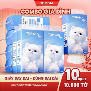  Khăn giấy rút Top Gia giấy vệ sinh treo tường GiaGia 1000 tờ 4 lớp tặng 3 móc treo 