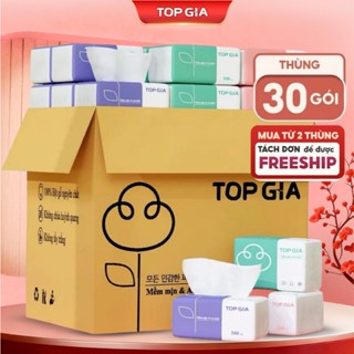  Thùng 16 gói 30 gói Khăn giấy rút TopGia 3 màu siêu tiết kiệm mềm mịn an toàn cho mọi loại da 