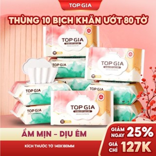  Thùng khăn ướt Topgia 80 tờ không cồn không parabens cao cấp dành cho mẹ và bé 