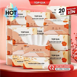   BAO BÌ MỚI  Giấy ăn rút Top Gia Sắc Hạ khăn giấy 4 lớp dập vân 4D chắc chắn siêu dai 