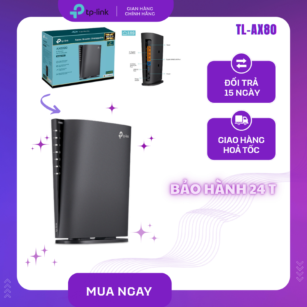 Bộ phát WiFi TP-Link Archer AX80 WIRELESS AX6000 8 luồng với cổng 2.5G