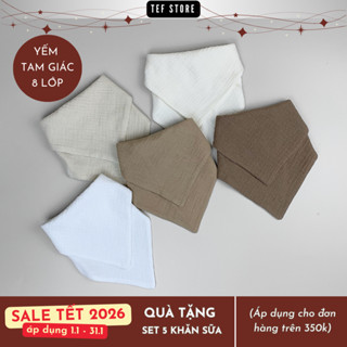  Khăn yếm tam giác cho bé yếm cổ 8 lớp bông tự nhiên giữ ấm mùa đông Tef store 
