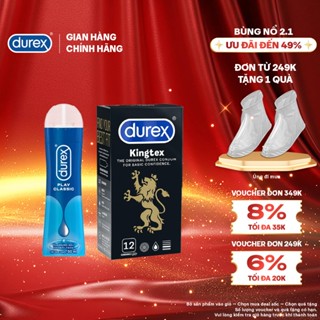  Bộ 1 hộp Durex Kingtex ôm sát  size 49mm 12 bao hộp  và 1 chai Gel bôi trơn Classic gốc nước 50ml 