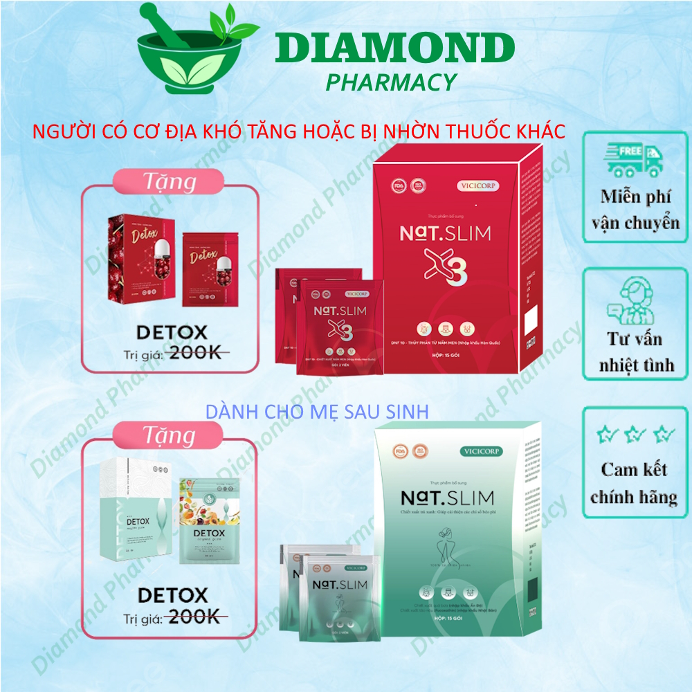 Giảm cân Nat Slim Xanh, Đỏ  chính hãng Vicicorp (Natslim & Nat.slim x3)