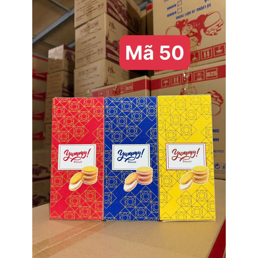 bánh hộp chữ Nhật jummy minh lộc bánh nửa gói giỏ quà Tết