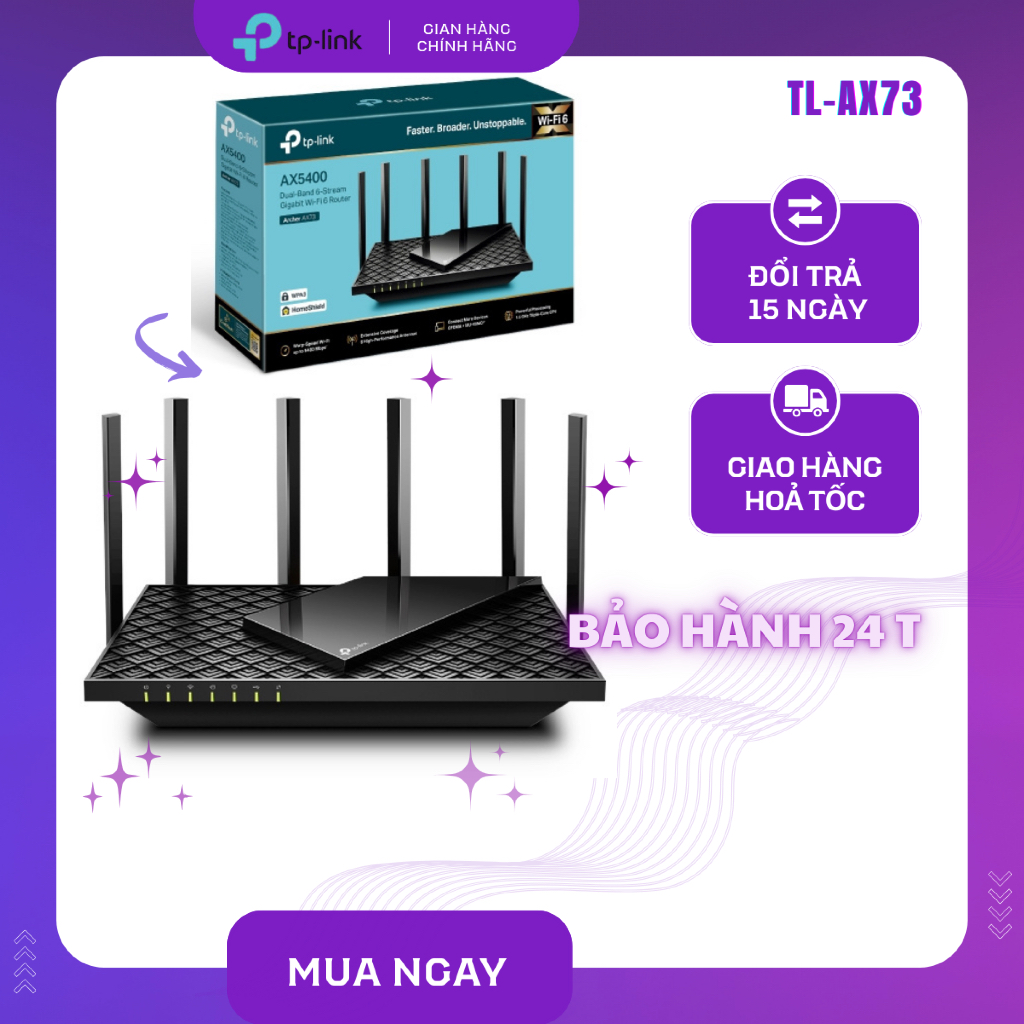 Bộ Phát Wifi TP-Link Archer AX72/AX73 Băng Tần Kép AX5400 Wifi 6