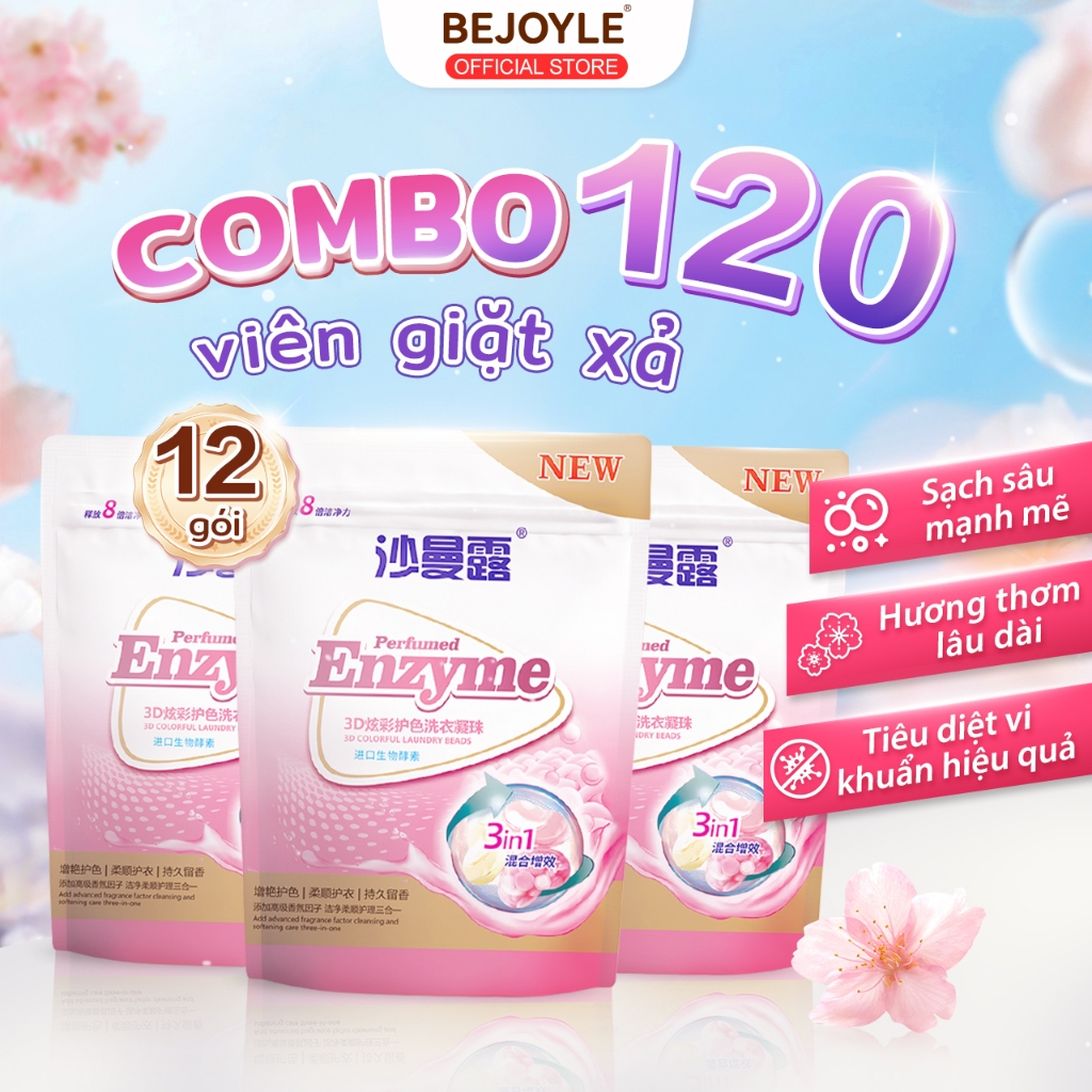 Viên giặt xả 3in1 12 gói | Khử vi khuẩn + khử rận sâu + dưỡng ủ mềm vải | Thơm lâu | An toàn da bé |